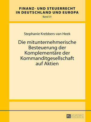 cover image of Die mitunternehmerische Besteuerung der Komplementäre der Kommanditgesellschaft auf Aktien